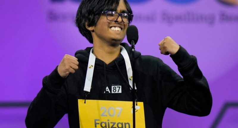Faizan Zaki wins the Scripps National Spelling Bee a year after finishing runner-up