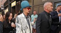 Fat Tony's wedding kicks off as DJ, 58, arrives with pal Boy George