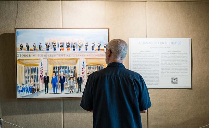 Former President George W. Bush draws inspiration close to his Dallas home in his latest paintings