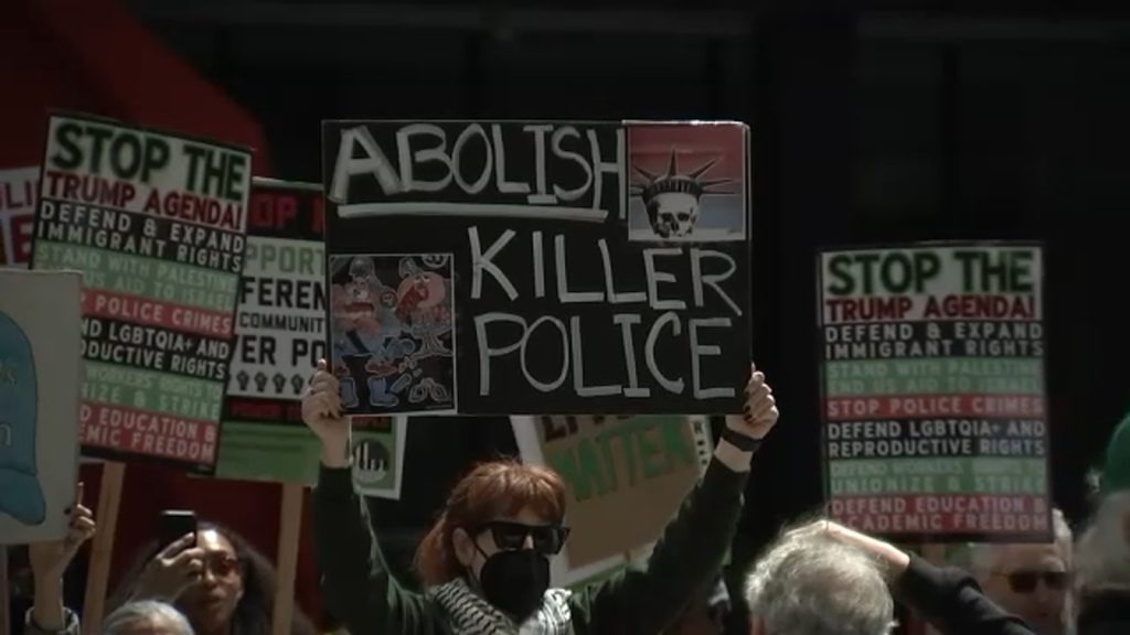 George Floyd day of action protest in Federal Plaza, downtown Chicago commemorates 5 years since of police brutality murder