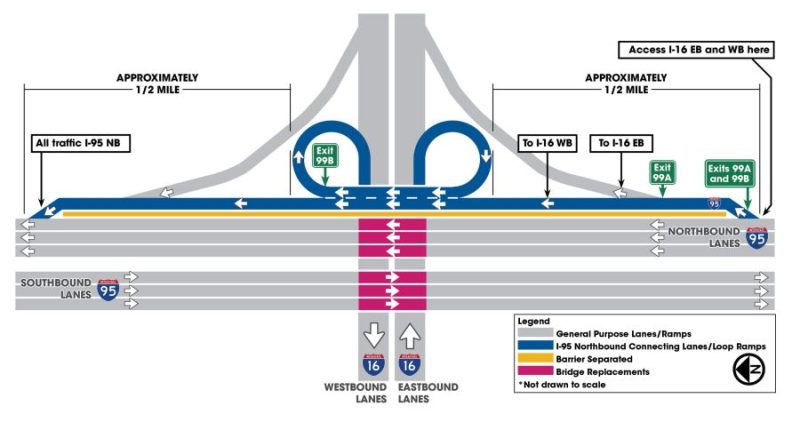 Major traffic shift scheduled for I-95/I-16 interchange