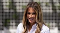 First lady Melania Trump participates in flag decorating during a Take Our Child to Work Day event in the Jacqueline Kennedy Garden at the White House, Tuesday, May 20, 2025, in Washington. (AP Photo/Alex Brandon)