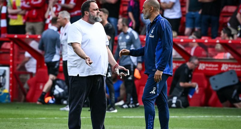 Nottingham Forest launch blistering attack on 'baseless, ill-informed outrage' - after Gary Neville labelled Evangelos Marinakis 'scandalous' for entering the pitch