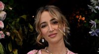Pregnant Georgia Harrison proudly cradles her blossoming baby bump in a stylish pink dress as she heads to swanky London restaurant