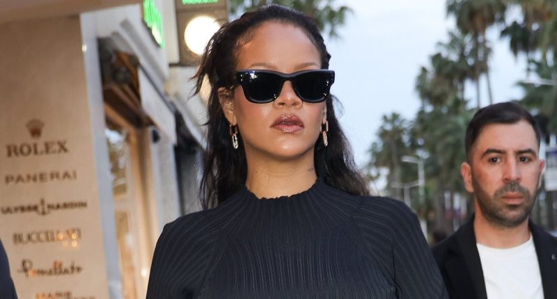 Pregnant Rihanna cradles bump as she visits Boutique Messika in Cannes