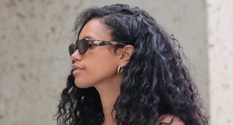 Pregnant Vick Hope shows off her growing baby bump in a summery romper as she arrives at BBC Radio 1 after 'baby shower-themed' getaway