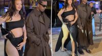 Rihanna bares her baby bump in barely-there black dress on Cannes date night with A$AP Rocky