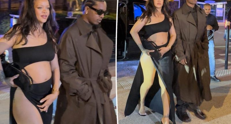 Rihanna bares her baby bump in barely-there black dress on Cannes date night with A$AP Rocky