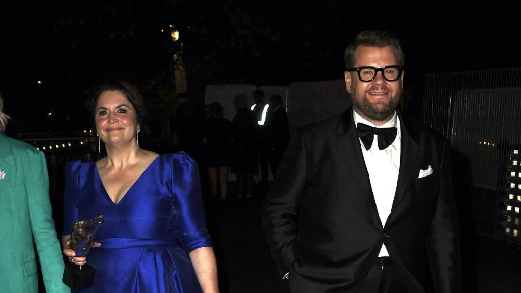Ruth Jones and Claudia Winkleman kick off their heels after the BAFTAs