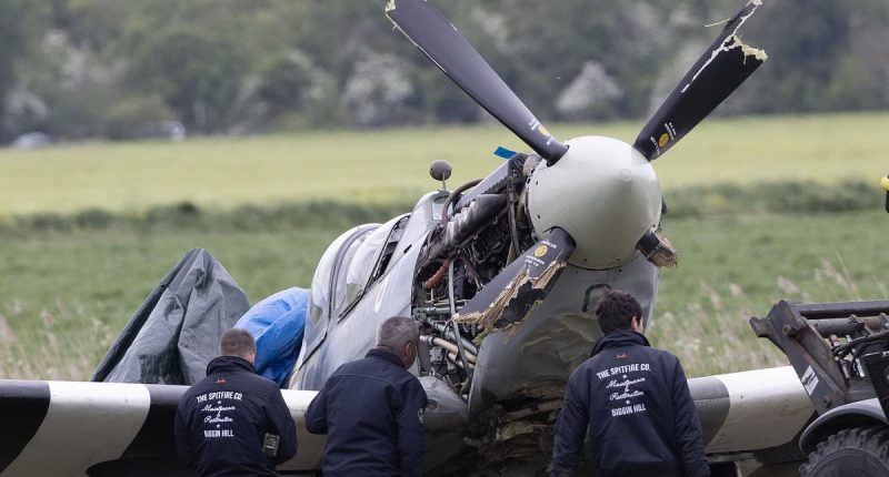 Seconds from death... but saved at the final moment: Eyewitness reveals how hero Spitfire pilot spared two lives as it crashed into field