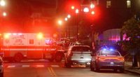 Law enforcement work the scene after two staff members of the Israeli Embassy in Washington were shot and killed outside the Capital Jewish Museum.