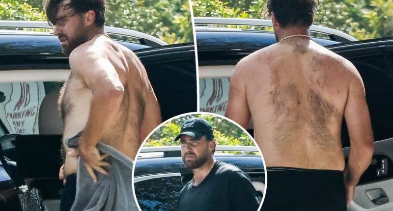 ‘Big Yeti’ Travis Kelce goes shirtless in Miami after sweaty NFL training session