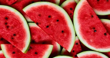 Large juicy ripe red watermelon slices