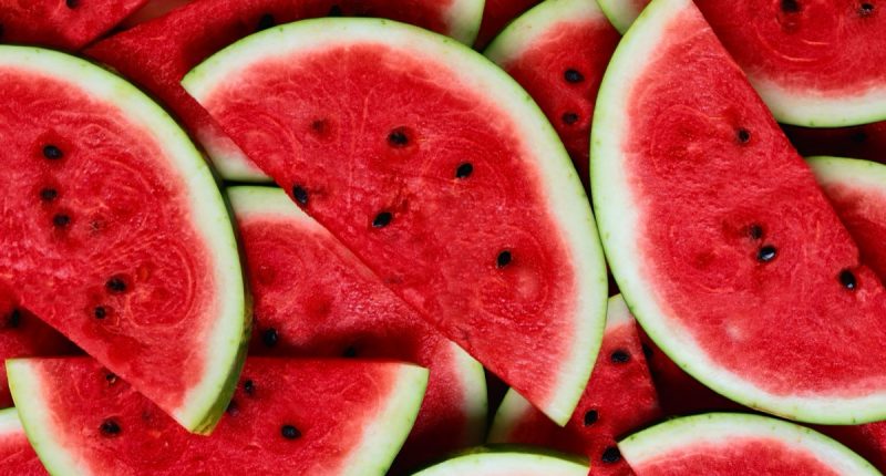 Large juicy ripe red watermelon slices