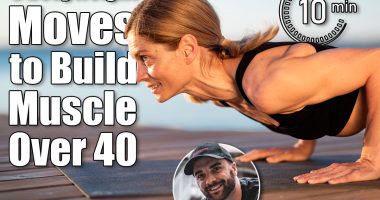 5 Bodyweight Moves for Over 40 That Build More Muscle Than You’d Think. Cover, Closeup Of Athletic Middle Aged Woman Doing Plank Exercise Or Push Ups Outdoors, Sporty Female In Activewear Training On Wooden Pier Near River, Enjoying Outside Workouts, Side View With Free Space