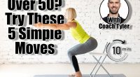 Yoga with a chair. Fit adult caucasian woman practice squat with props on a mat in loft white studio indoor, selective focus. Fitness, workout, trainer, sport, healthy lifestyle, concept. 5 Gentle Strength Moves That Keep Women Over 50 Lean and Pain-Free. Cover