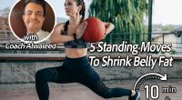Young sportswoman doing stride exercises with a basketball outdoors. 5 Standing Core Moves To Shrink Deep Belly Fat After 40. Cover. Alwaleed Alkeaid