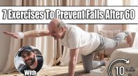 Senior caucasian men practices yoga asana chakravakasana, bird pose at home. 7 Simple Exercises That Improve Balance and Prevent Falls After 60