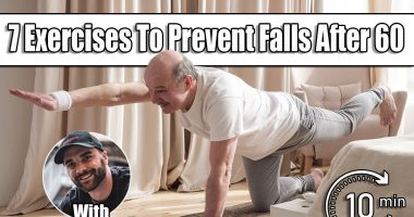 Senior caucasian men practices yoga asana chakravakasana, bird pose at home. 7 Simple Exercises That Improve Balance and Prevent Falls After 60
