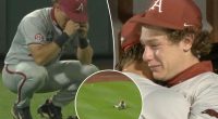 Arkansas' Charles Davalan in tears after costly CWS blunder