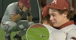 Arkansas' Charles Davalan in tears after costly CWS blunder