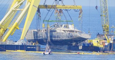 Bayesian emerges from the waves: Damage seen on £30m sunk superyacht