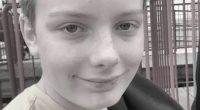 Black and white photo of Sebastian, a 12-year-old boy.