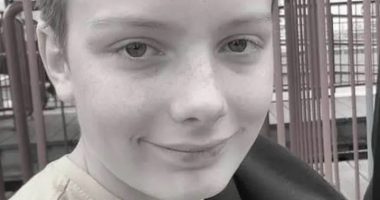 Black and white photo of Sebastian, a 12-year-old boy.