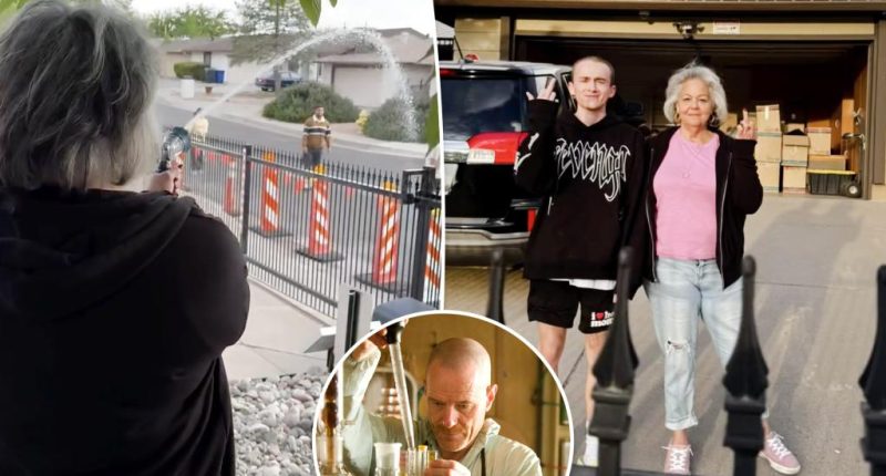 'Breaking Bad’ house owner sprays fans with water hose