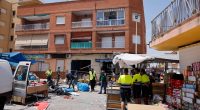 Emergency responders at the scene of a bar explosion in San Pedro del Pinatar, Murcia, Spain.