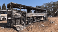 Burned-out bus.