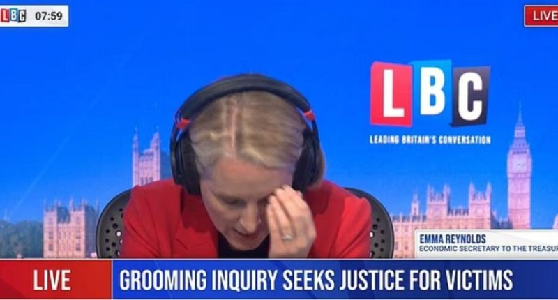 Emma Reynolds, Economic Secretary to the Treasury, visibly upset during a live interview.