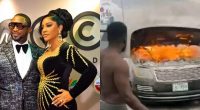 Darey Art Alade And Deola Survive Frightening Car Fire Outbreak