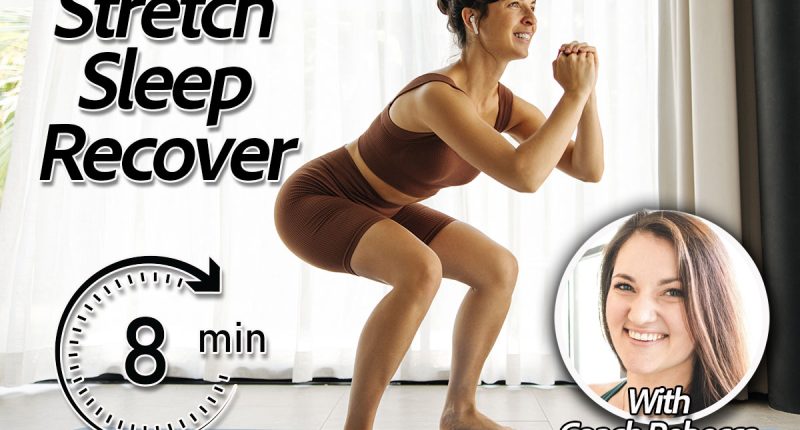 Positive caucasian young brunette woman squats exercising on mat at home. Girl is engaged in fitness wear sportswear. Healthy lifestyle concept. Coach Rebecca Stewart. Do These 4 Moves Before Bed To Wake Up Stronger and More Mobile. Cover