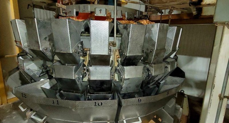 Industrial cereal plant multi-head weigher.
