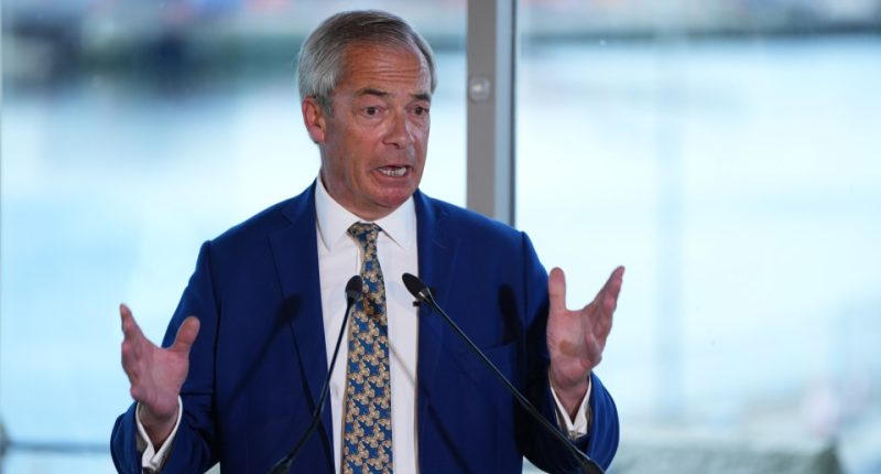 Nigel Farage giving a press conference in Aberdeen, Scotland.