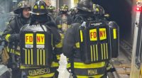 Firefighters in Grand Central Terminal.