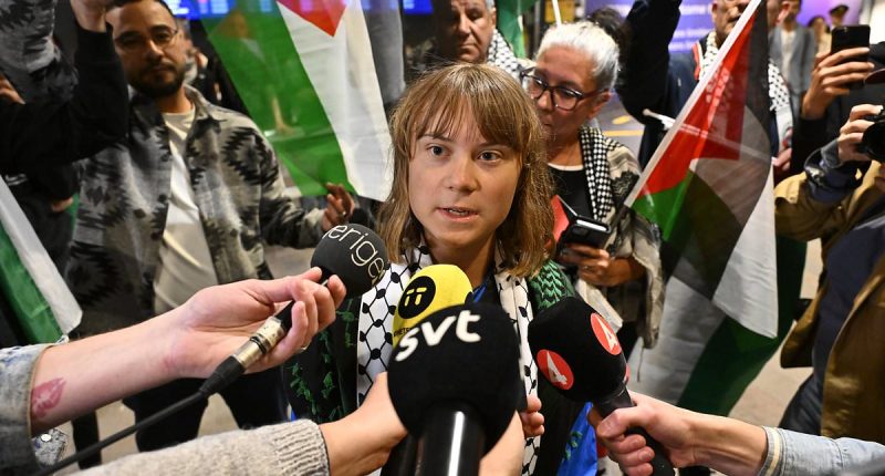 Greta Thunberg's reaction when asked about group member's Hamas links