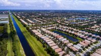 Aerial view of a residential neighborhood in Boynton Beach, Florida.
