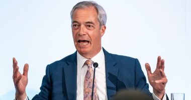 Nigel Farage speaking at a press conference.