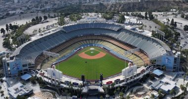 Aerial view of Dodger Stadium.