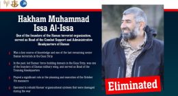 Information graphic about Hakham Muhammad Issa Al-Issa, a Hamas founder, showing his photo and detailing his role in the organization.
