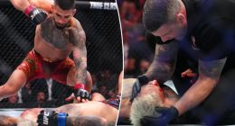 Ilia Topuria delivers first-round KO of Charles Oliveira to win lightweight title