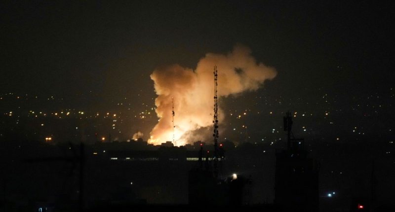 Smoke rises from an explosion in Tehran, Iran.