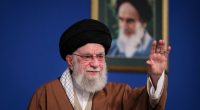 Ayatollah Ali Khamenei addressing a crowd.