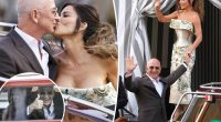 Jeff Bezos, Lauren Sánchez kiss on their way to wedding welcome party