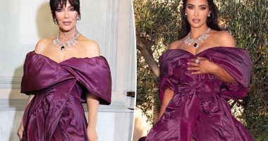 Kris Jenner copies Kim Kardashian in purple Dolce & Gabbana gown and dazzling necklace