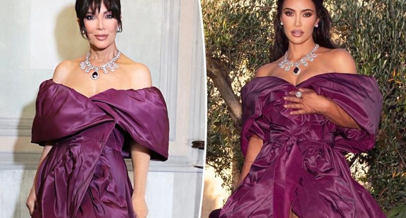 Kris Jenner copies Kim Kardashian in purple Dolce & Gabbana gown and dazzling necklace