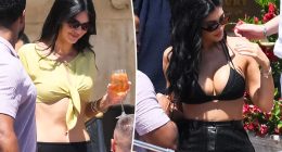 Kylie and Kendall Jenner rock ab-baring ensembles for post-wedding pool party in Venice