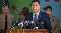 Sheriff Robert Luna speaking at a press conference.